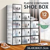 12PCS Shoe Box Sneaker Storage Display Case Clear Plastic Boxes Organiser Stackable Extra Large