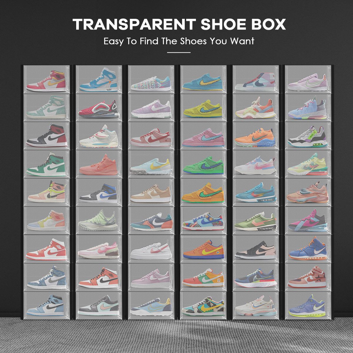 24PCS Shoe Box Sneaker Storage Display Case Clear Plastic Boxes Organiser Stackable Extra Large x2