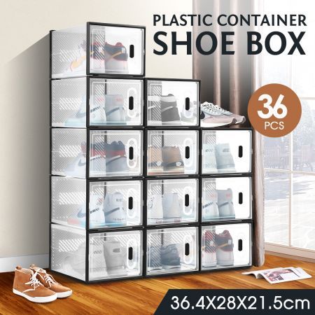 36PCS Shoe Box Sneaker Storage Display Case Clear Plastic Boxes Organiser Stackable Extra Large x3