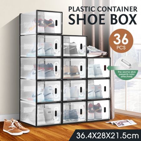 36PCS Shoe Box Sneaker Storage Display Case Clear Plastic Boxes Organiser Stackable Extra Large x3