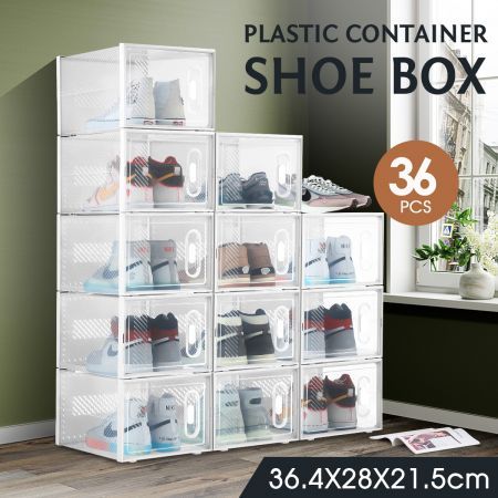 36PCS Shoe Storage Box Sneaker Display Case Clear Plastic Boxes Extra Large Stackable Organiser x3