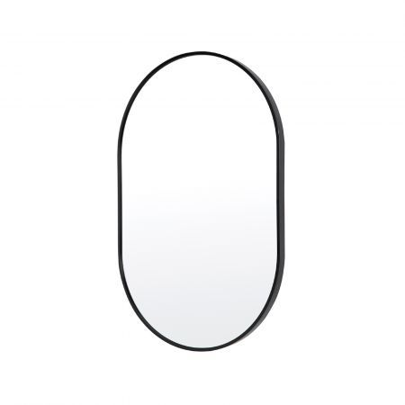 Wall Mirror Oval Aluminum Frame Bathroom 50 x 75cm BLACK