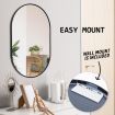 Wall Mirror Oval Aluminum Frame Bathroom 50 x 75cm BLACK