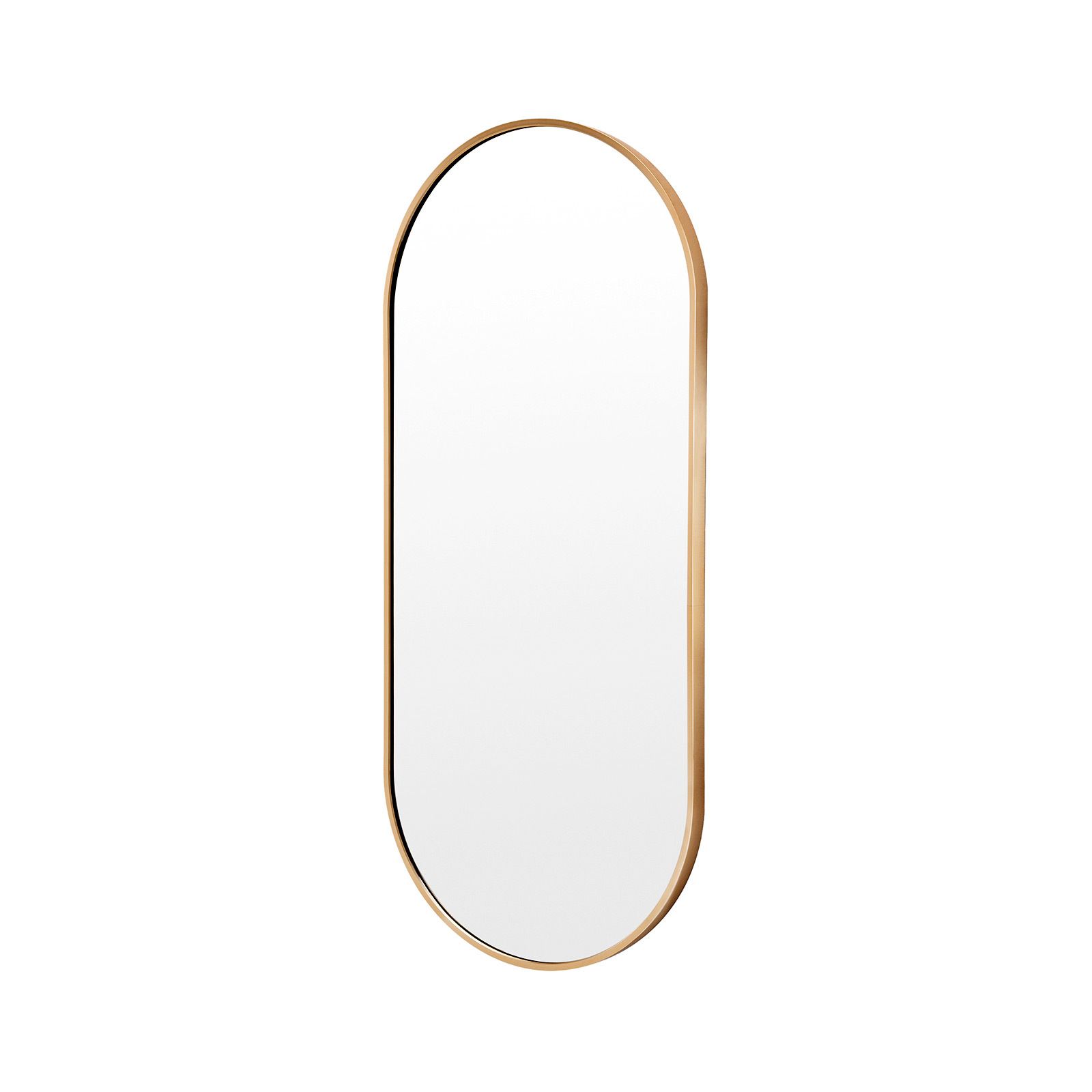 Wall Mirror Oval Aluminum Frame Bathroom 45 x 100cm GOLD