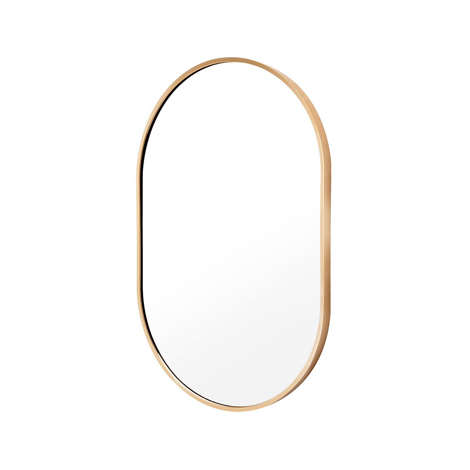 Wall Mirror Oval Aluminum Frame Bathroom 50 x 75cm GOLD