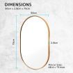 Wall Mirror Oval Aluminum Frame Bathroom 50 x 75cm GOLD