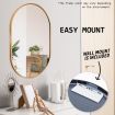 Wall Mirror Oval Aluminum Frame Bathroom 50 x 75cm GOLD