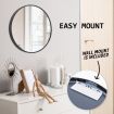 Wall Mirror Round Aluminum Frame Bathroom 50cm BLACK