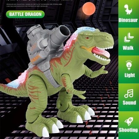 Realistic Dinosaur Action Sound Light Toy Electric Walking Moving Roaring Shooting Toys With Balls