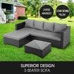 Corner Sofa Patio Set Garden Wicker Couch Outdoor Lounge Setting Rattan Furniture 3 Pcs