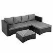 Corner Sofa Patio Set Garden Wicker Couch Outdoor Lounge Setting Rattan Furniture 3 Pcs