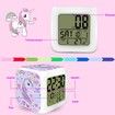 Unicorn Girl Digital Alarm Clock LCD Cube Clock with Night Glow LED Light Up Bedside Alarm Clock for Kids Boys and Women Bedroom Birthday Gifts