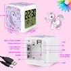 Unicorn Girl Digital Alarm Clock LCD Cube Clock with Night Glow LED Light Up Bedside Alarm Clock for Kids Boys and Women Bedroom Birthday Gifts