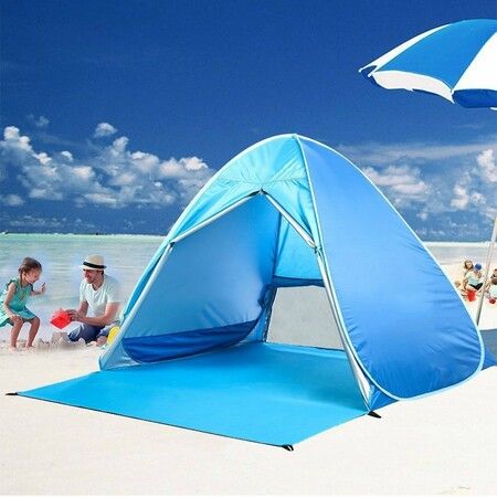 UPF 50+ Easy pop up Beach Tent Portable Sun Shade Sport Shelter Camping Shelter Beach Umbrella for Outdoors with Carry Bag Color Blue