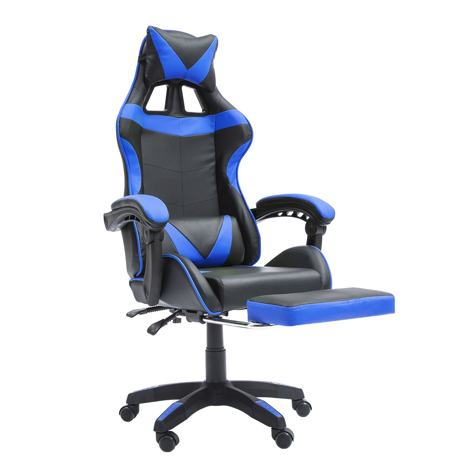 Gaming Office Chair Ergonomic Racing Footrest EPIC BLUE