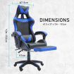 Gaming Office Chair Ergonomic Racing Footrest EPIC BLUE