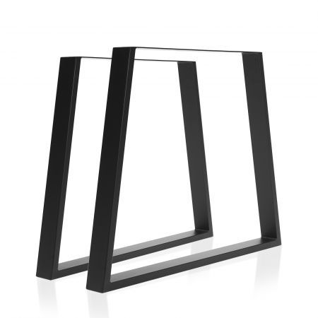 2 X Coffee Dining Table Legs Bench Trapezium DIY Steel Metal 65 x 90 x 71cm BLACK