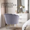 Armchair Padded Lounge Chair Accent Velvet Shell Scallop GREY