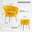 Armchair Lounge Chair Accent Velvet Shell Scallop + Round Ottoman Footstool YELLOW