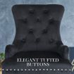 French Provincial Dining Chair Ring Studded Velvet Rubberwood Leg LISSE BLACK