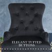 2X French Provincial Dining Chair Ring Studded Velvet Rubberwood Leg LISSE BLACK
