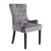 French Provincial Dining Chair Ring Studded Velvet Rubberwood Leg LISSE GREY