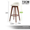 2X Wooden Bar Stool Dining Chair Leather KAYDE 72cm WHITE BROWN