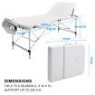 Aluminium Portable Beauty Massage Table Bed 3 Fold 75cm White