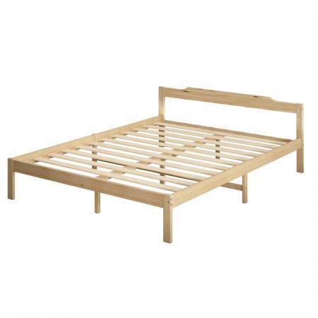 Levede Wooden Bed Frame Double Size Mattress Base Solid Timber Pine Wood Natural