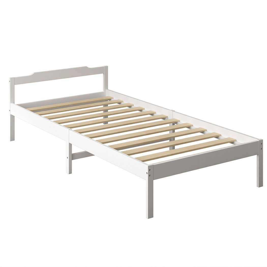 Levede Wooden Bed Frame King Single Mattress Base Solid Timber Pine Wood White