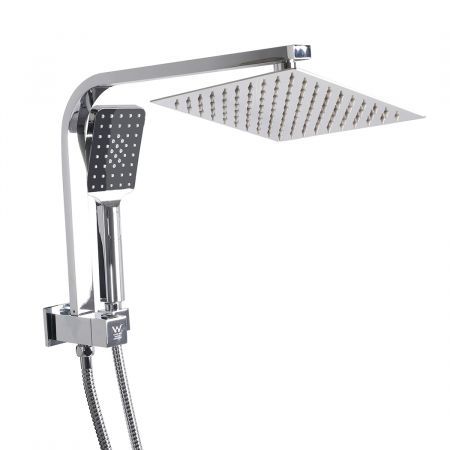 Rain Shower Head Set Silver Square Brass Taps Mixer Handheld High Pressure 10" Rain Shower Head Set Silver Square Brass Taps Mixer Handheld High Pressure 10"