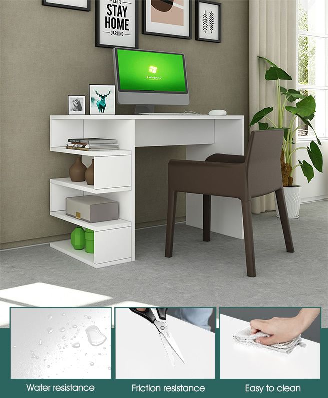 White Computer Desk Study Gaming Table, Modern Office Computer Table Design