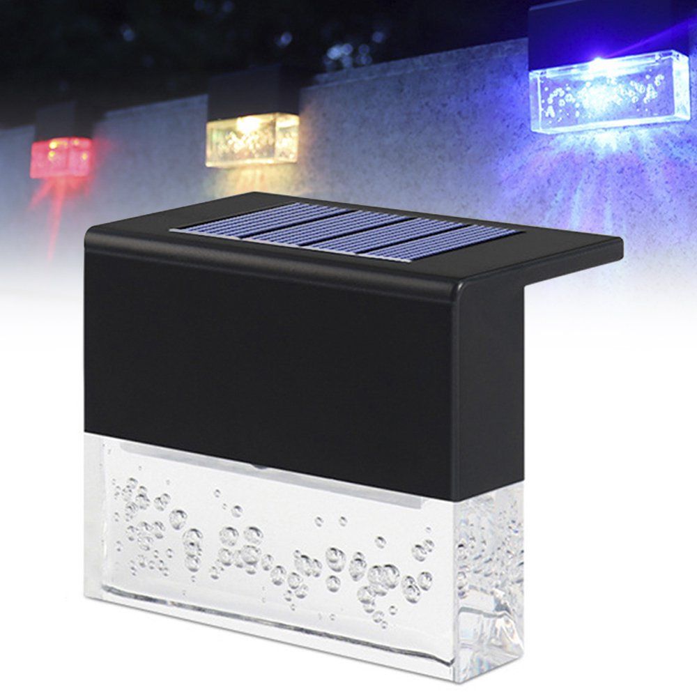 LED Solar Step Lights Outdoor Waterproof Solar Powered Wall Mount Step Lamps For Garden Yard Ground