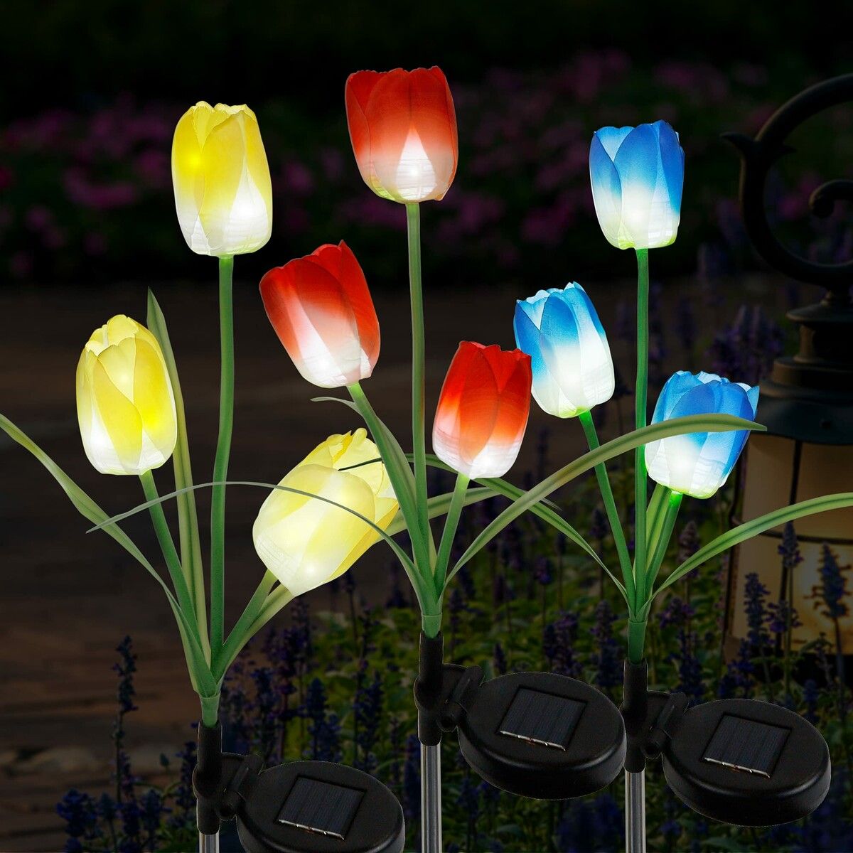 Solar LED Garden Stake Lights Tulip Flowers 1pc ?random color