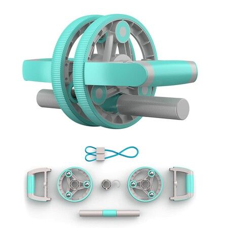 Ab Roller for Abdominal Training, 7 in 1 Ab Exercise Wheel with Push Bars, Dumbbells and Tensioners, Home Gym Workout Equipment for Men and Women