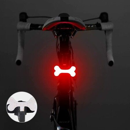 Cycling Lights - USB Rechargeable Rear Bike With 5 Kinds Of Light Mode, Monochrome Bone, Fits Any Road Bike