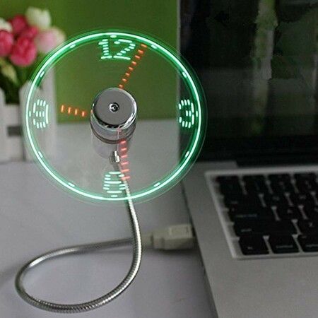 Mini usb fan LED Clock Cool Colorful or Temperature Display Fan Adjustable USB Gadget for PC power bank LED USB Fan