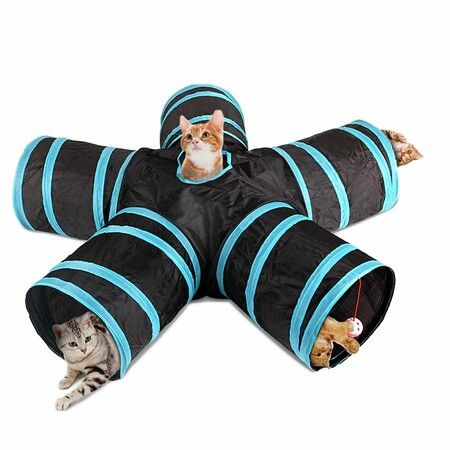 Cat Tunnel 5 Way Pet Play Collapsible Tunnel Toy For Cats Dogs Rabbits Pets