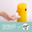 Automatic Foaming Soap Dispenser Yellow Duck Cartoon Touchless Infrared Sensor Battery Powered