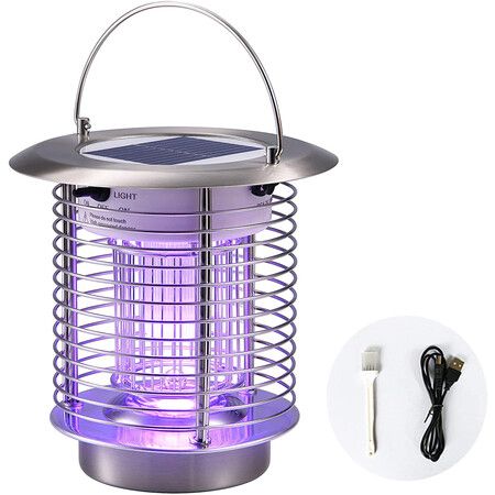 Indoor Outdoor Solar Power Mosquito Lamp With Hanging Hook, 80sqft Effect, For Home,Office, Restaurant, Hotel