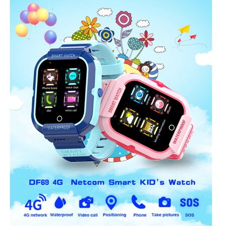 Smart Kids Watch 4G Remote Monitoring SOS GPS LBS WIFI Positioning Video Call Camera Alarm Phone Watch Color Blue