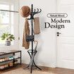 Wooden Coat Rack Stand 12 Hook Clothes Hat Hanger Umbrella Hall Tree Organizer Walnut Black