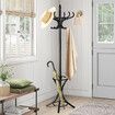 Wooden Coat Rack Stand 12 Hook Clothes Hat Hanger Umbrella Hall Tree Organizer Walnut Black