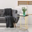 Sofa Side Coffee Table C Shaped Marble Nightstand Bedside Couch Laptop Desk Plant Stand Black