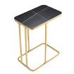 Sofa Side Coffee Table C Shaped Marble Nightstand Bedside Couch Laptop Desk Plant Stand Black