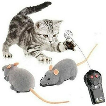 Remote Control Mouse, Funny Electronic Rat Mouse, Wireless Toy for Cat, Interactive Cat Toy Gray