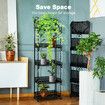 Multifunctional Plant Stand 5-Tier Metal Flower Pot Rack Garden Planter Storage Shelf Black