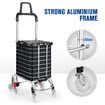 Foldable Shopping Trolley Bag Grocery Cart Waterproof Basket 4 Stair Climbing Wheels Black