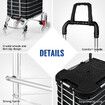 Foldable Shopping Trolley Bag Grocery Cart Waterproof Basket 4 Stair Climbing Wheels Black
