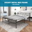 Black Queen Bed Frame Metal Mattress Foundation Base Platform with Headboard Footboard Heavy Duty Steel Slat